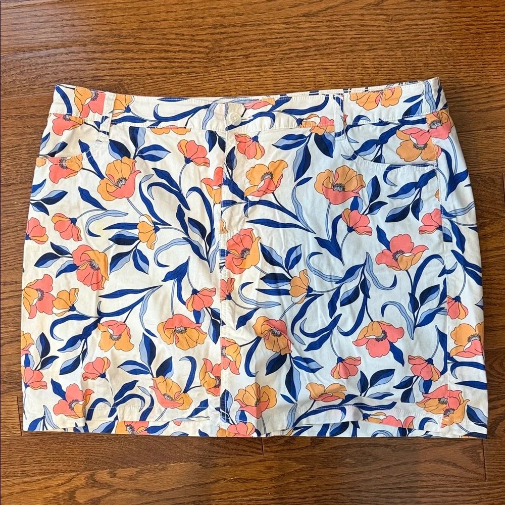 Floral Print Skirt/Skort with Orange and Blue Accents - Picture 1 of 4